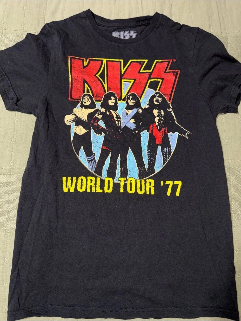 KISS World Tour '77 Graphic Tee in Black Boys Small